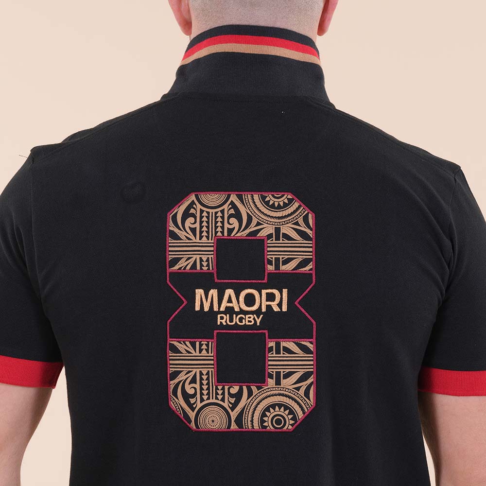 POLO RUCKFIELD à manches courtes Noir Rugby MAORI